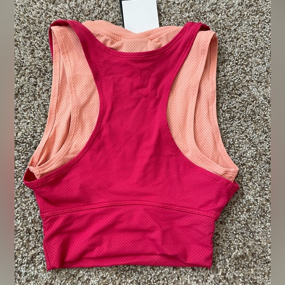 JORDAN ESSENTIALS CROPPED TOP Double Layer Tank Garnet Pink Coral XS 0 2 NWT - Picture 6 of 8